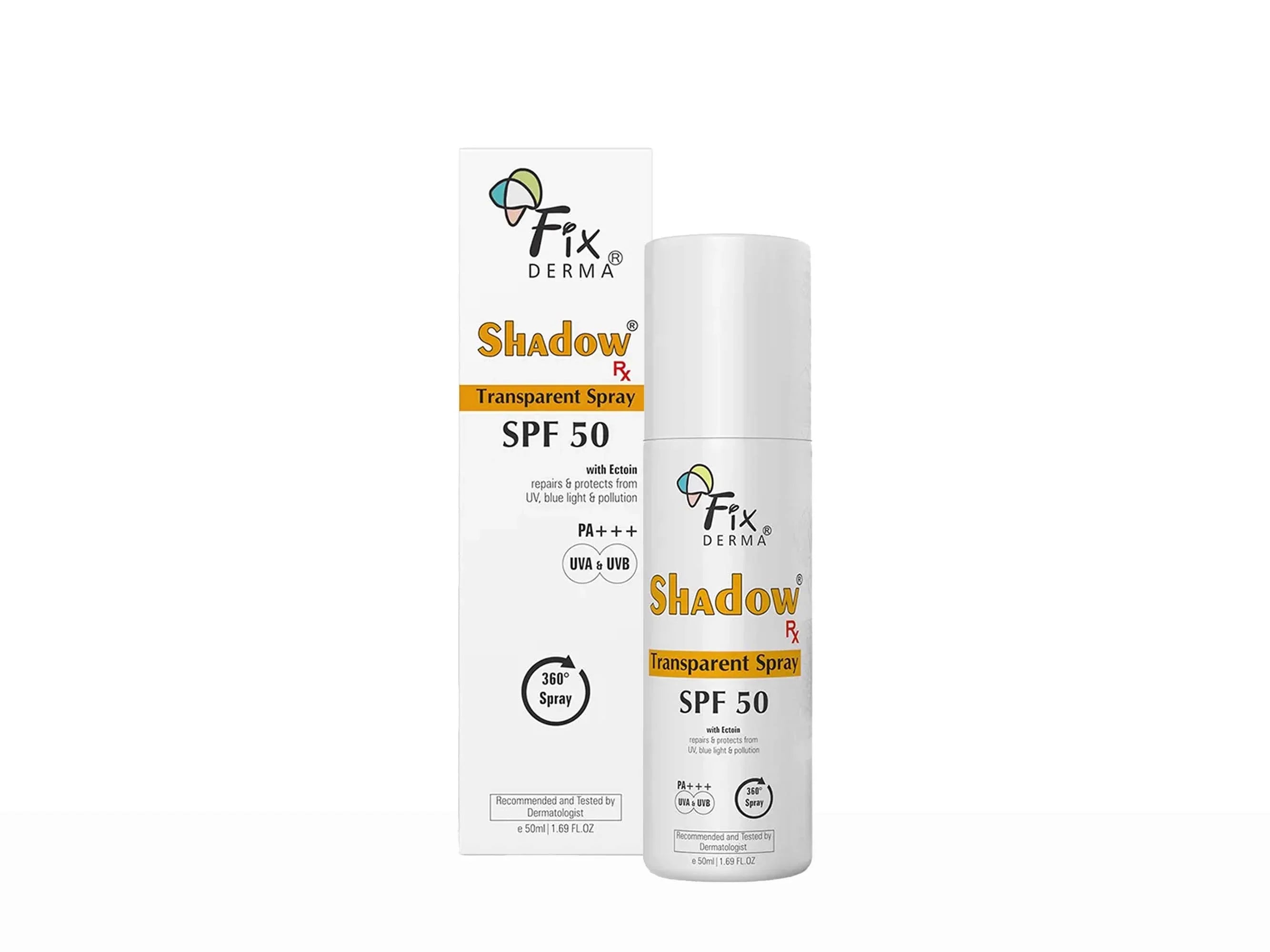 Fixderma Shadow Rx Transparent Spray Sunscreen SPF 50 PA+++ 50gm