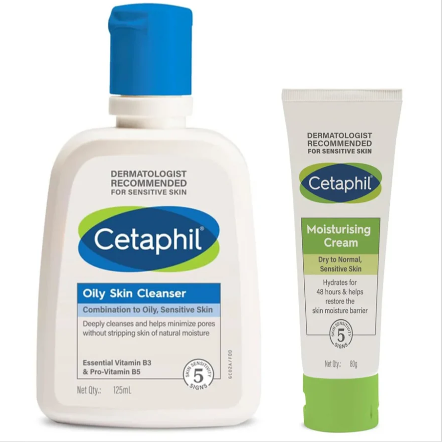 Cetaphil Moisturising Cream 80g and Gentle Skin Cleanser 125 ml Combo