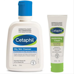 Cetaphil Moisturising Cream 80g and Gentle Skin Cleanser 125 ml Combo