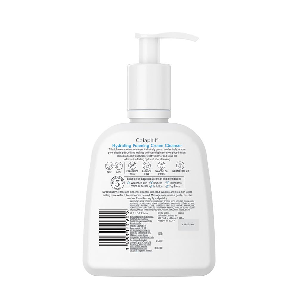 Cetaphil Hydrating foaming Cream Cleanser 236ml