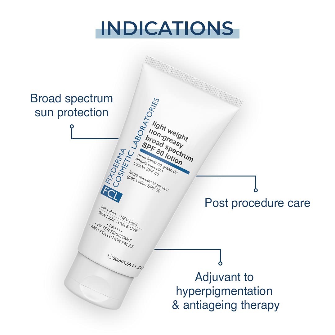 Fixderma Light Weight Non-Greasy Broad Spectrum SPF 80 Lotion, 50ml