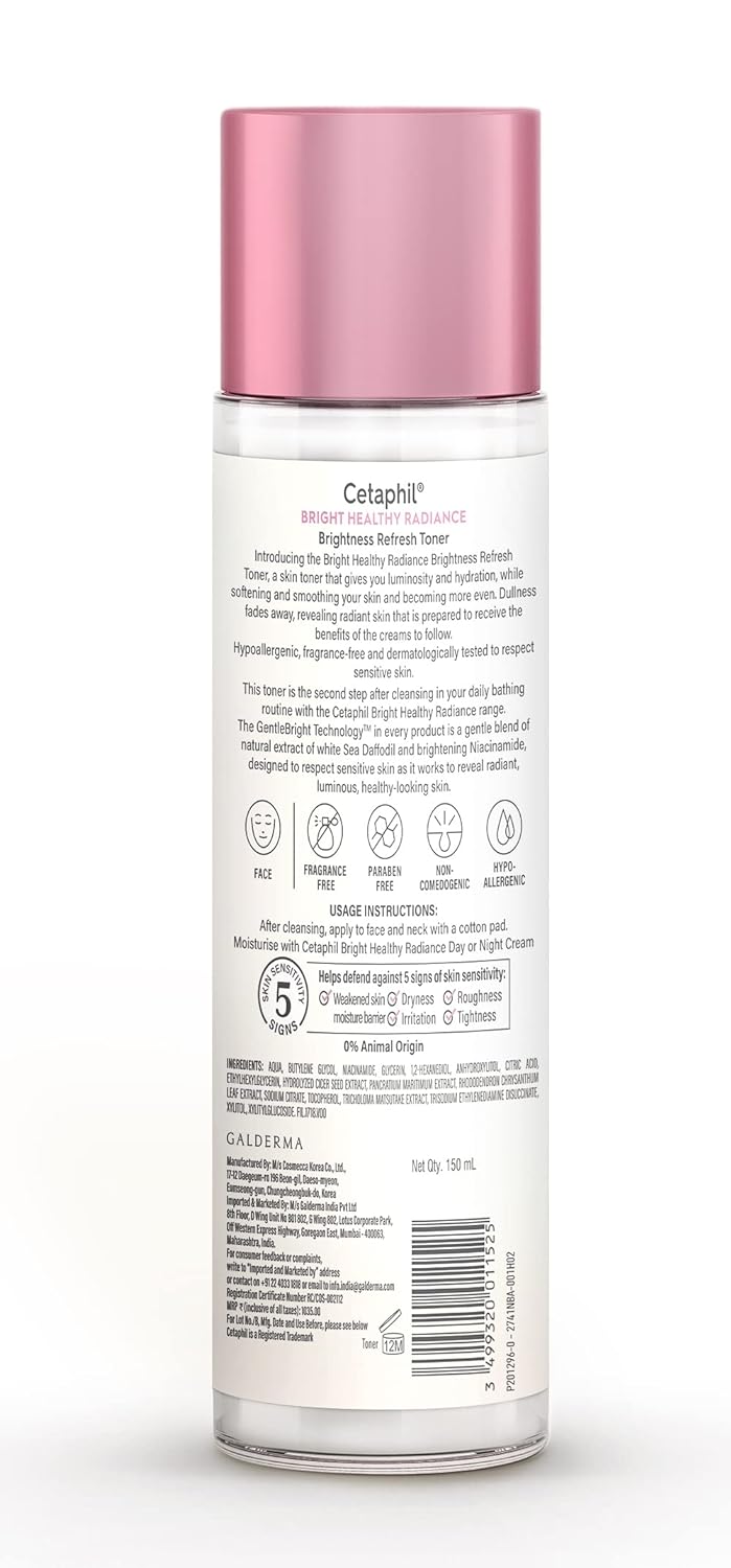 Cetaphil Bright Healthy Reveal Creamy Cleanser, 100gm and Radiance Refresh Toner, 150 ml Combo
