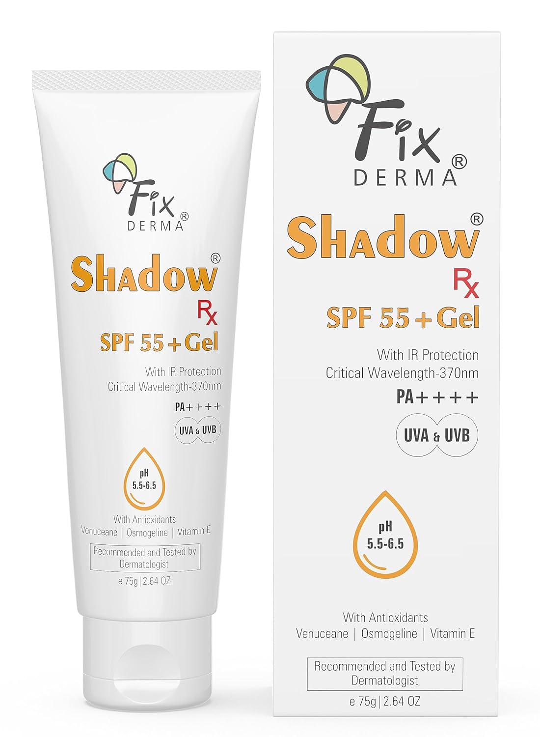 Fixderma Shadow RX Sunscreen SPF 55+ Gel ,75gm