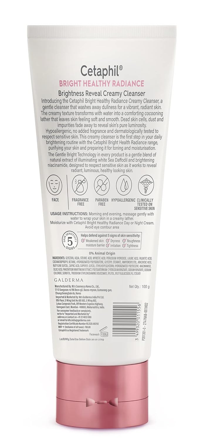 Cetaphil Bright Healthy Reveal Creamy Cleanser, 100gm and Radiance Refresh Toner, 150 ml Combo