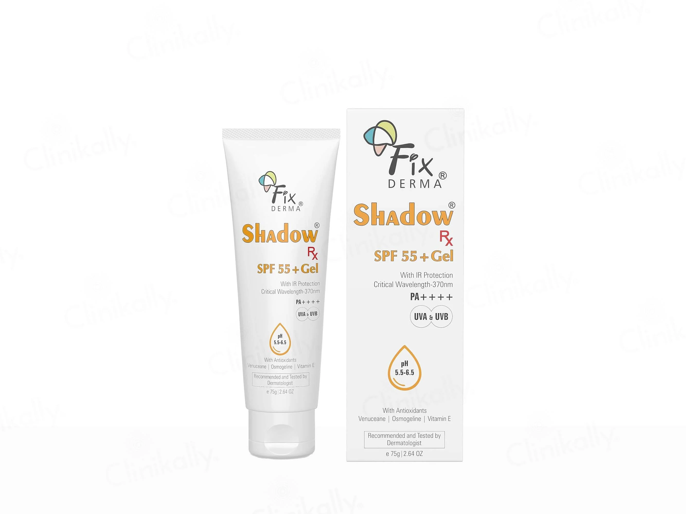 Fixderma Shadow RX Sunscreen SPF 55+ Gel ,75gm
