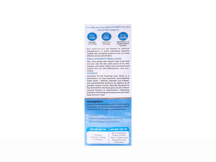 Cosmofix Tri-Cid Foaming Face Wash, 100ml