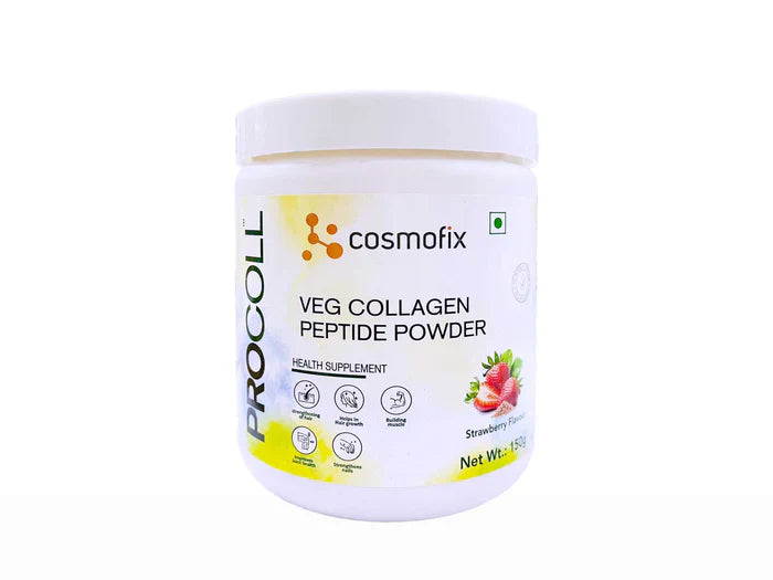 Cosmofix Procoll Veg Collagen Peptide Powder 150gm - Strawberry Flavour