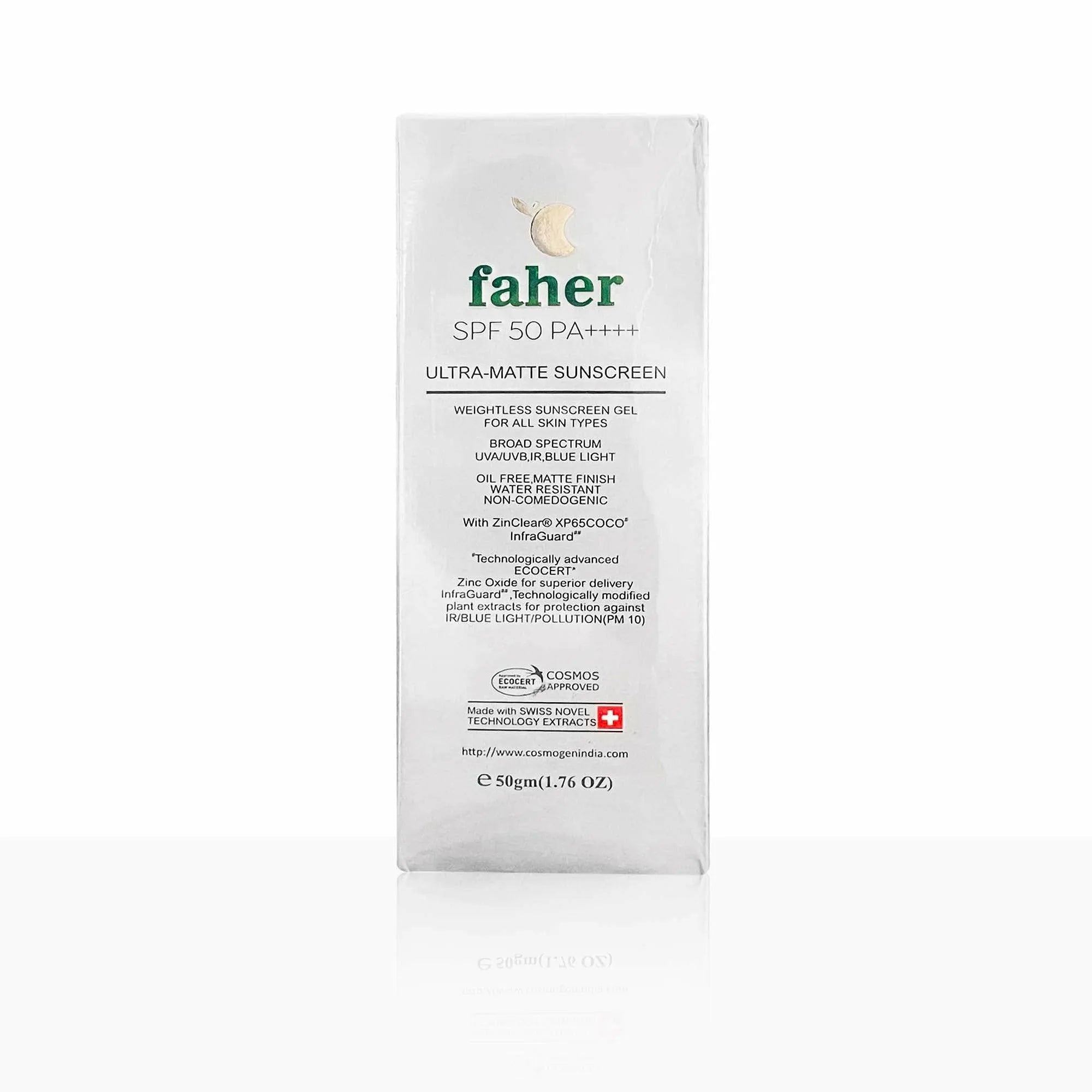 Faher Ultra Matte Sunscreen SPF 50 PA+++, 50gm