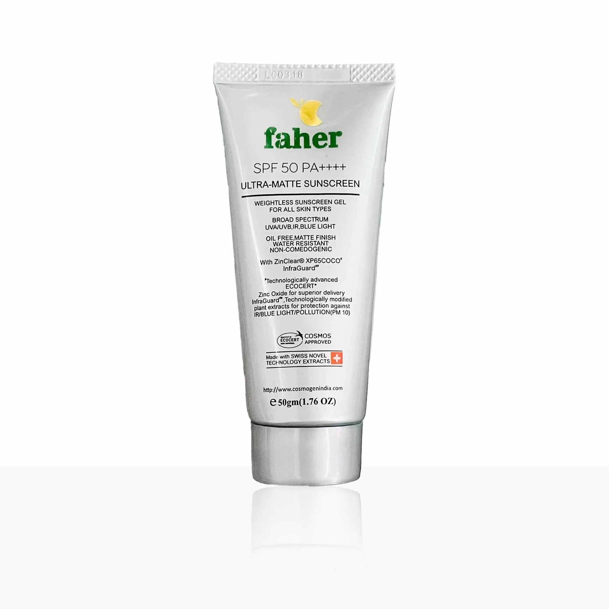 Faher Ultra Matte Sunscreen SPF 50 PA+++, 50gm