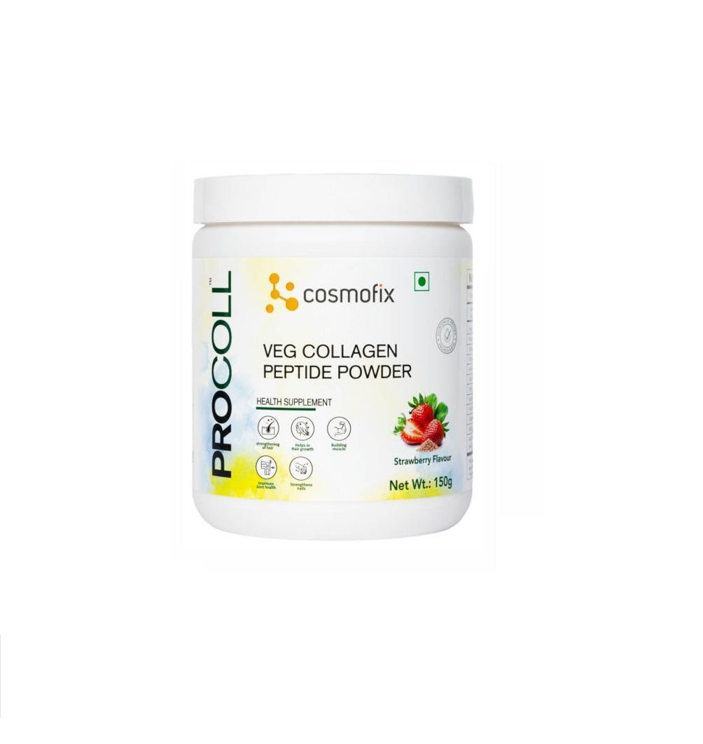 Cosmofix Procoll Veg Collagen Peptide Powder 150gm - Strawberry Flavour